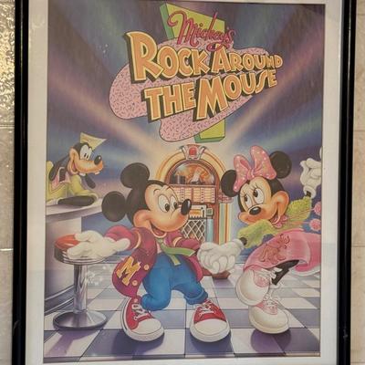 LOT 228A: Framed Disney Art - Mickey's Rock Around the Mouse & Mickey and Minnie Autographed Sketch Prints