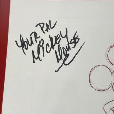 LOT 228A: Framed Disney Art - Mickey's Rock Around the Mouse & Mickey and Minnie Autographed Sketch Prints
