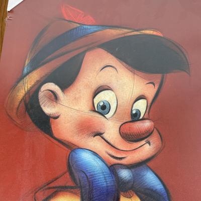 LOT 229B: Disney Home Decor - David Doss Wish You Were Here Beach Print, Minnie Princess Lamp & Canvas Prints