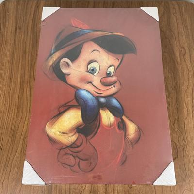 LOT 229B: Disney Home Decor - David Doss Wish You Were Here Beach Print, Minnie Princess Lamp & Canvas Prints