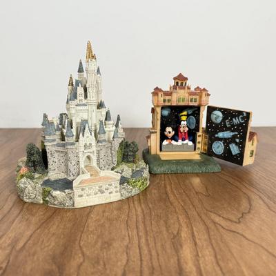 LOT 231B: Fraser Creations Disney Collection Cinderella Castle & Tower of Terror w/ Mickey & Goofy