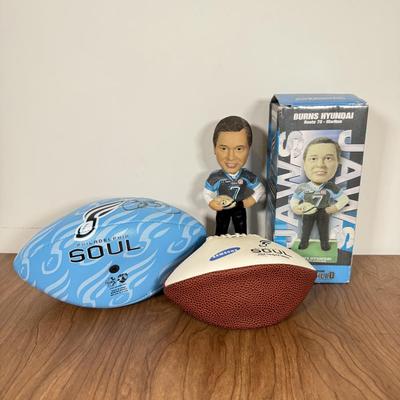 LOT 233B: Philadelphia Soul Collection - #04 Jersey & Football Signed by Jon Bon Jovi, Ron Jaworski Bobbleheads