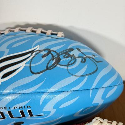 LOT 233B: Philadelphia Soul Collection - #04 Jersey & Football Signed by Jon Bon Jovi, Ron Jaworski Bobbleheads