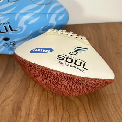 LOT 233B: Philadelphia Soul Collection - #04 Jersey & Football Signed by Jon Bon Jovi, Ron Jaworski Bobbleheads