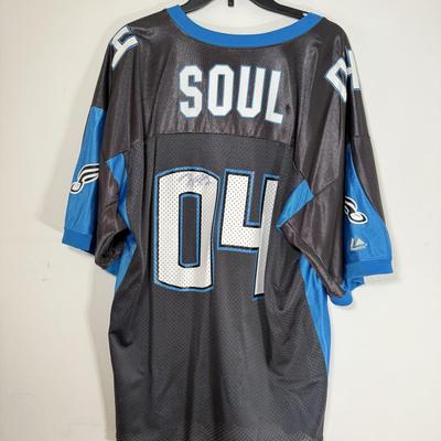 LOT 233B: Philadelphia Soul Collection - #04 Jersey & Football Signed by Jon Bon Jovi, Ron Jaworski Bobbleheads