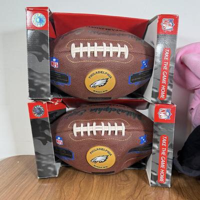 LOT 238A: Philadelphia Eagles Clothing, Hats & Footballs incl. 2004 NFC Champions Merch