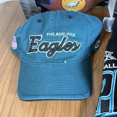 LOT 238A: Philadelphia Eagles Clothing, Hats & Footballs incl. 2004 NFC Champions Merch