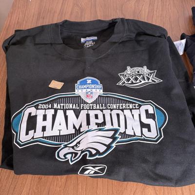 LOT 238A: Philadelphia Eagles Clothing, Hats & Footballs incl. 2004 NFC Champions Merch