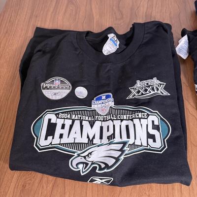 LOT 238A: Philadelphia Eagles Clothing, Hats & Footballs incl. 2004 NFC Champions Merch