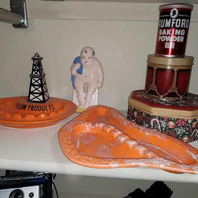 Vintage ashtrays, cannisters, ceramic switchplate