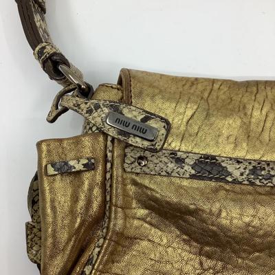 401 MIU MIU Gold Leather Shoulder Bag