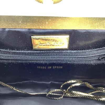 402 JUDITH LIEBER Small Black Snake Skin Leather Shoulder Bag