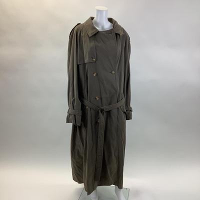 411 Vintage BURBERRY Green Khaki Trench Coat Size L42