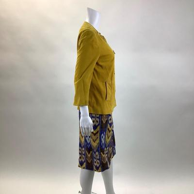 413 TORY BURCH 2pc. Yellow Leather Top & Skirt Size 8
