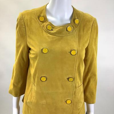 413 TORY BURCH 2pc. Yellow Leather Top & Skirt Size 8