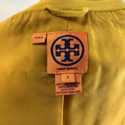 413 TORY BURCH 2pc. Yellow Leather Top & Skirt Size 8