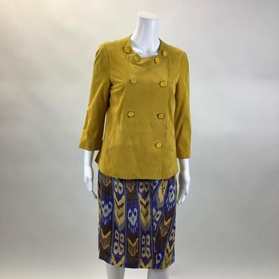 413 TORY BURCH 2pc. Yellow Leather Top & Skirt Size 8