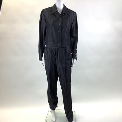 414 LINDA ALLARD Ellen Tracy 2pc. Metallic Gray Suit Size 8