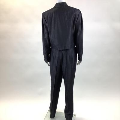 414 LINDA ALLARD Ellen Tracy 2pc. Metallic Gray Suit Size 8
