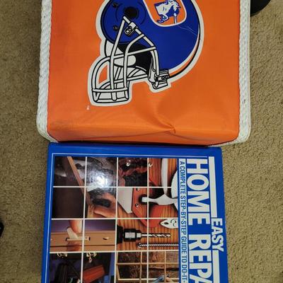 Big book on home repairs and bronco trash can