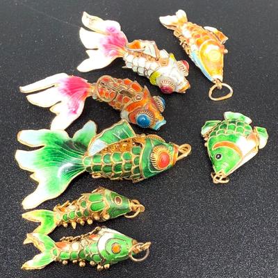 Cloisonne Pendant, Earring and Buckle Lot