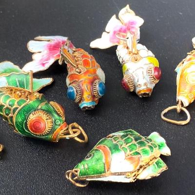 Cloisonne Pendant, Earring and Buckle Lot