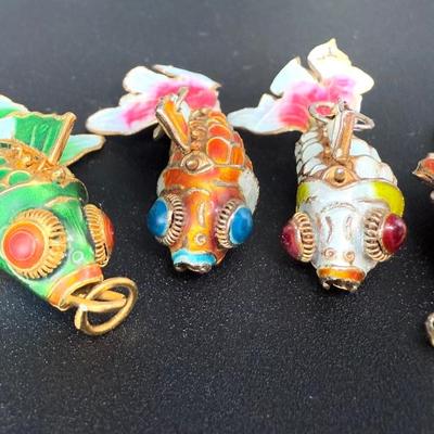 Cloisonne Pendant, Earring and Buckle Lot