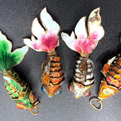 Cloisonne Pendant, Earring and Buckle Lot