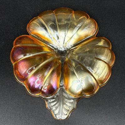 Set of 2 Vintage Imperial Carnival Glass Dishes - Iridescent Marigold