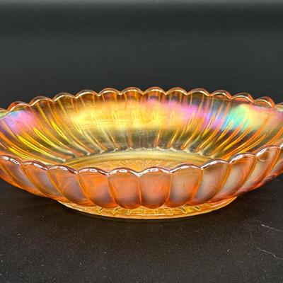 Set of 2 Vintage Imperial Carnival Glass Dishes - Iridescent Marigold