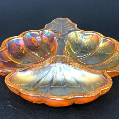 Set of 2 Vintage Imperial Carnival Glass Dishes - Iridescent Marigold