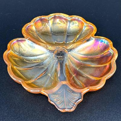 Set of 2 Vintage Imperial Carnival Glass Dishes - Iridescent Marigold
