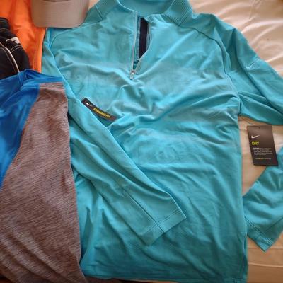 MEN'S SWIM TRUNKS (XL), SHIRTS (XL) AND BALL CAP