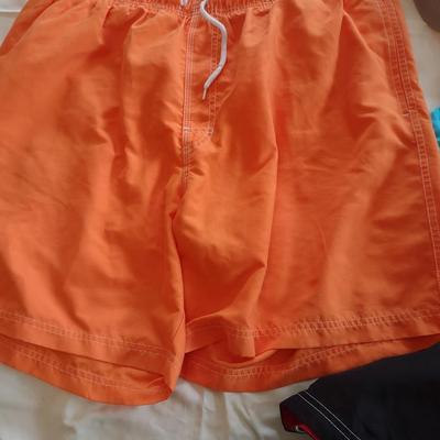 MEN'S SWIM TRUNKS (XL), SHIRTS (XL) AND BALL CAP
