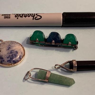 Vintage Sterling Pendant & Pin Lot
