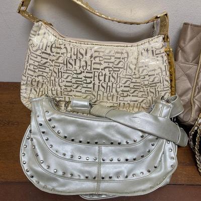 Vintage Fashion Purse Lot - silver, gold, cream vintage shoulder / hand bags