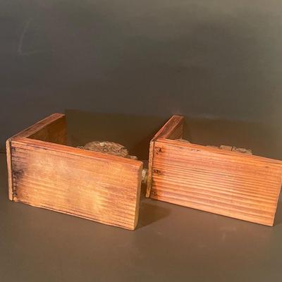 LOT; 1 Rustic Wooden Bookends with Cannon Repllcas, Brass Eagle Medallion, Stars and Stripes Drinking Glasses, Variety of Coffee Table...