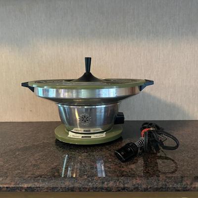 Vintage Sears Electric Fondue Pot with Forks