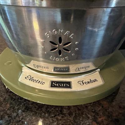 Vintage Sears Electric Fondue Pot with Forks