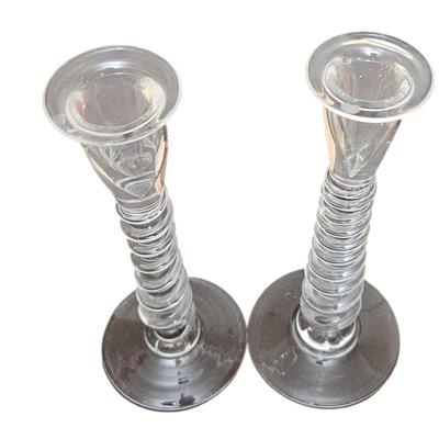 Signed Glass Candleholders