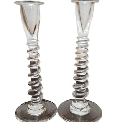 Signed Glass Candleholders