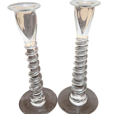 Signed Glass Candleholders