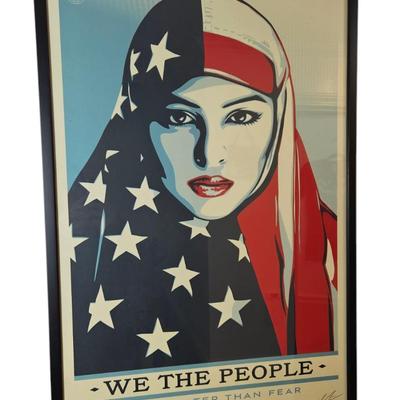 Signed Shepard Fairey " Greater Than Fear We The People Art " Print Offset 24x36