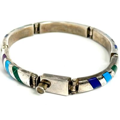 Vintage Sterling Silver .925 Bracelet with Stripe Design