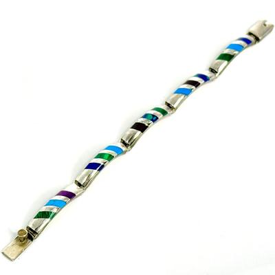 Vintage Sterling Silver .925 Bracelet with Stripe Design
