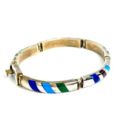 Vintage Sterling Silver .925 Bracelet with Stripe Design