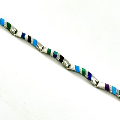 Vintage Sterling Silver .925 Bracelet with Stripe Design