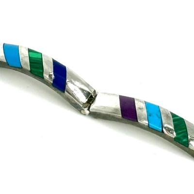 Vintage Sterling Silver .925 Bracelet with Stripe Design