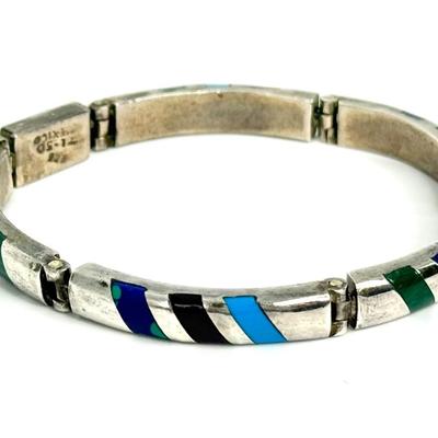 Vintage Sterling Silver .925 Bracelet with Stripe Design