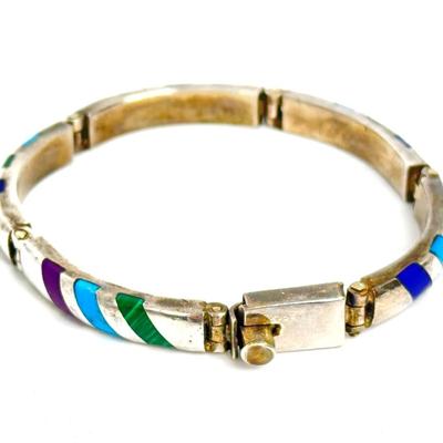 Vintage Sterling Silver .925 Bracelet with Stripe Design